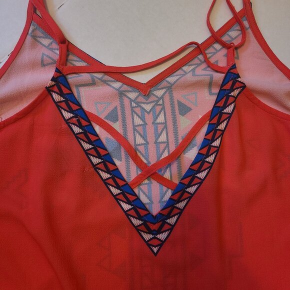 Flying Tomato Aztec Tribal Print Orange Slip Dress – Size L - Picture 6 of 7